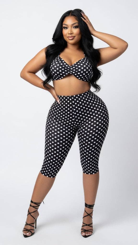MB FASHION Sexy Halter Twist Front Two Piece Set 6103