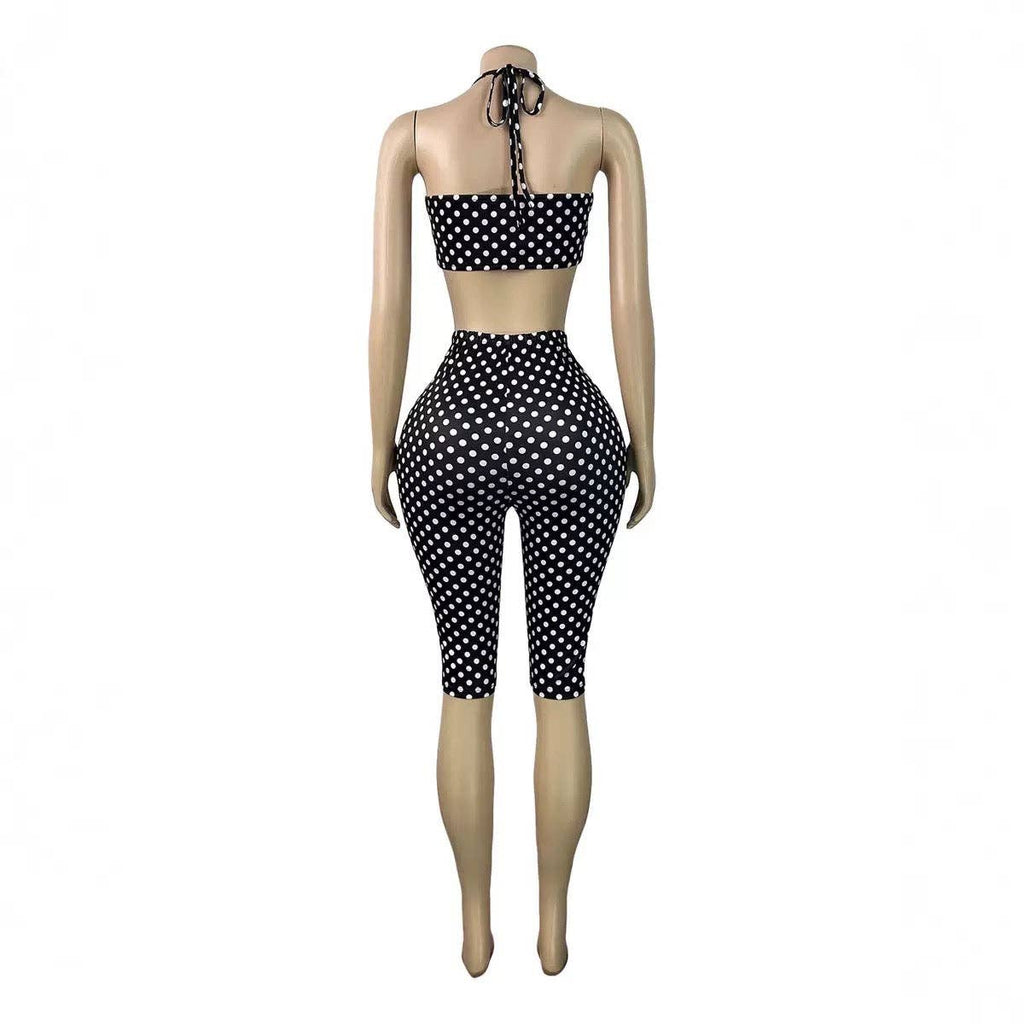 MB FASHION Sexy Halter Twist Front Two Piece Set 6103
