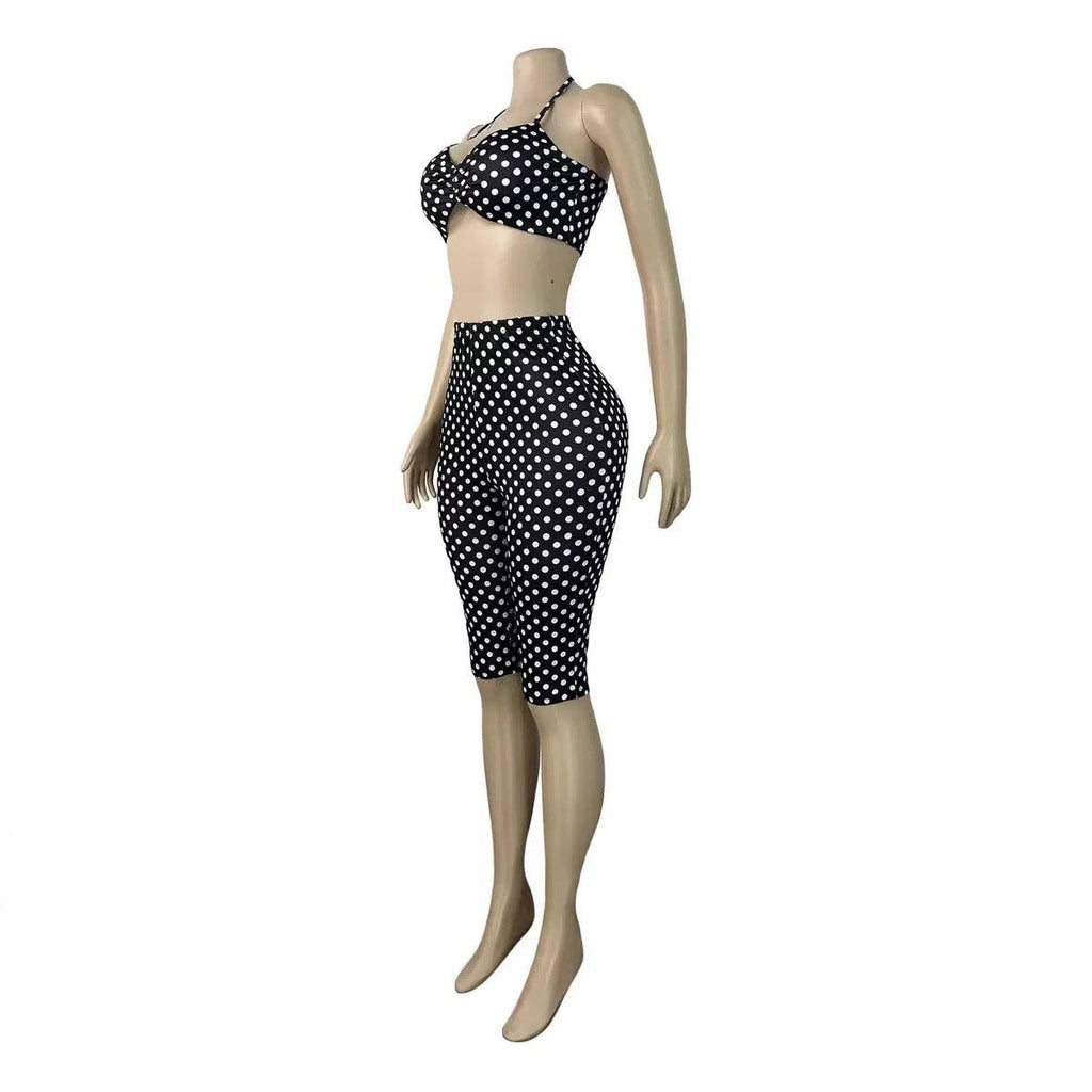 MB FASHION Sexy Halter Twist Front Two Piece Set 6103