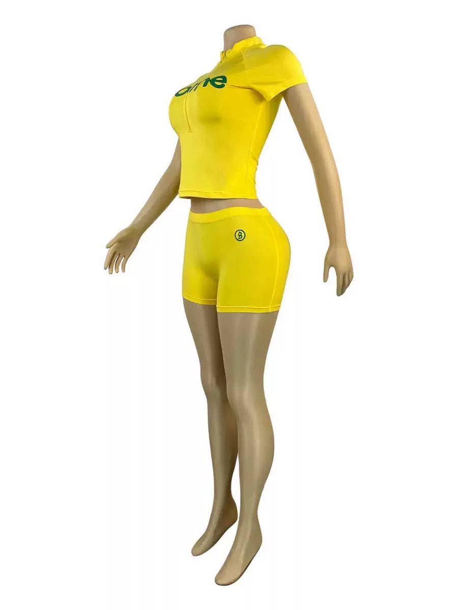 MB FASHION Short Sleeve Top & High-Waisted Biker Shorts Set 6018