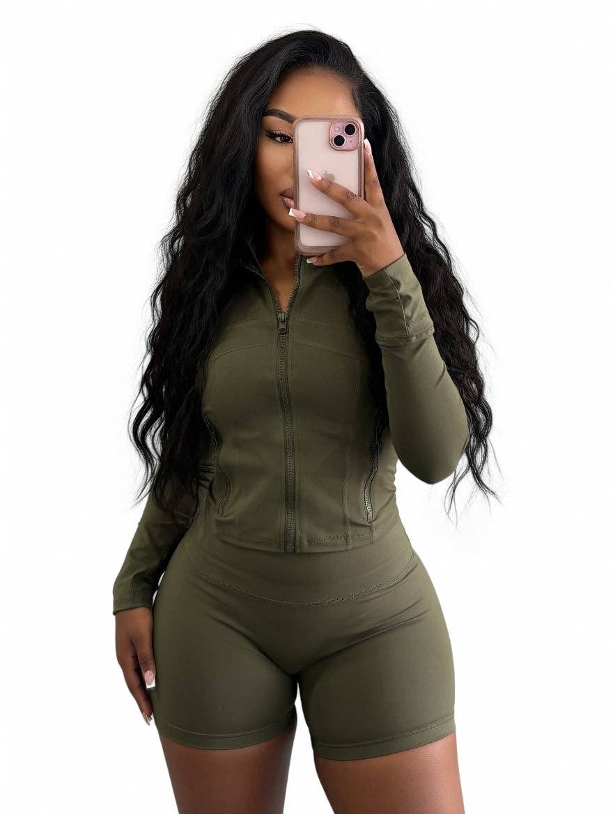 MB FASHION  Athletic Set Long-Sleeve Zip-Up Design 4068LY