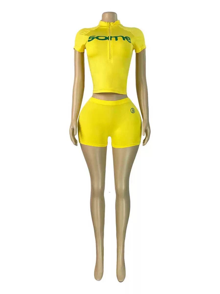 MB FASHION Short Sleeve Top & High-Waisted Biker Shorts Set 6018